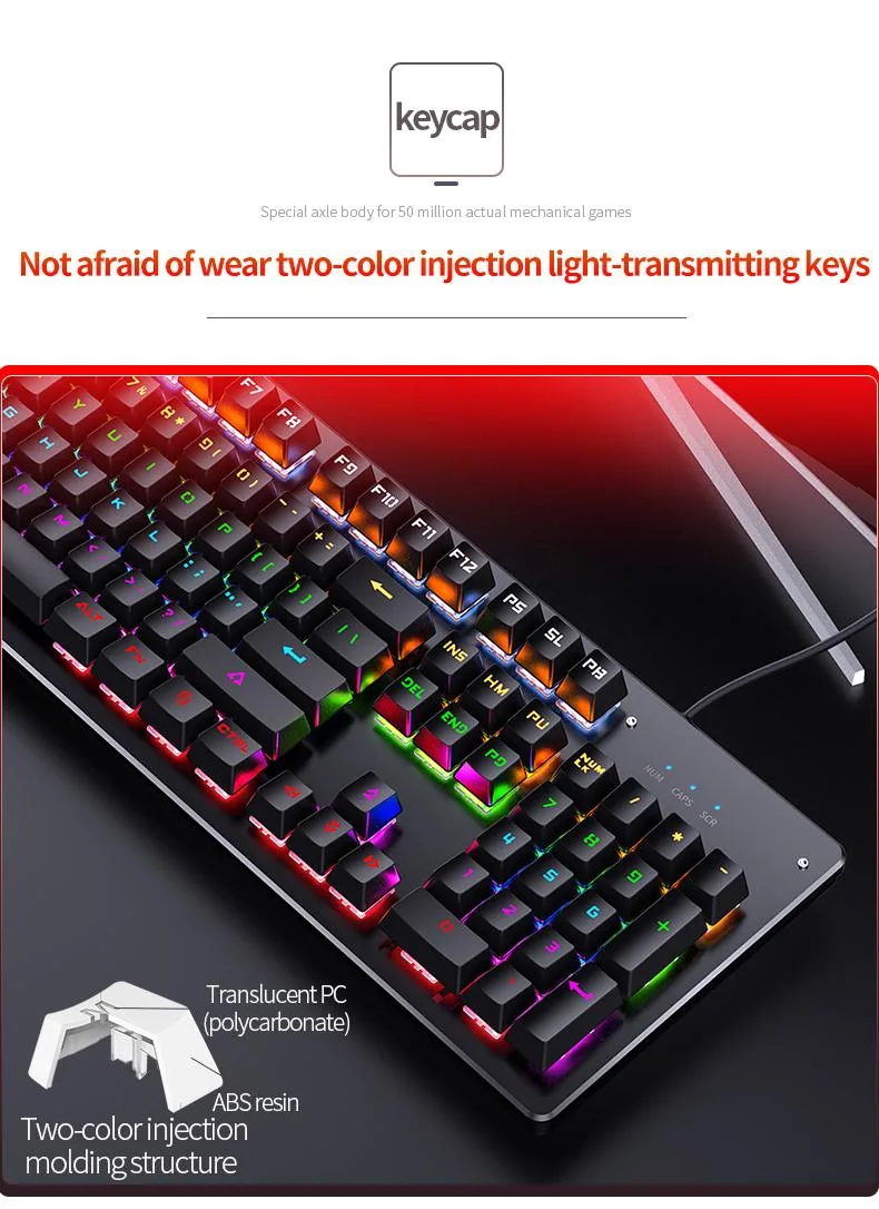 Cswur Cswur 104-Key Mechanical Gaming Keyboard Outemu Brown Switches Aluminum Frame Rainbow Backlight — product photo