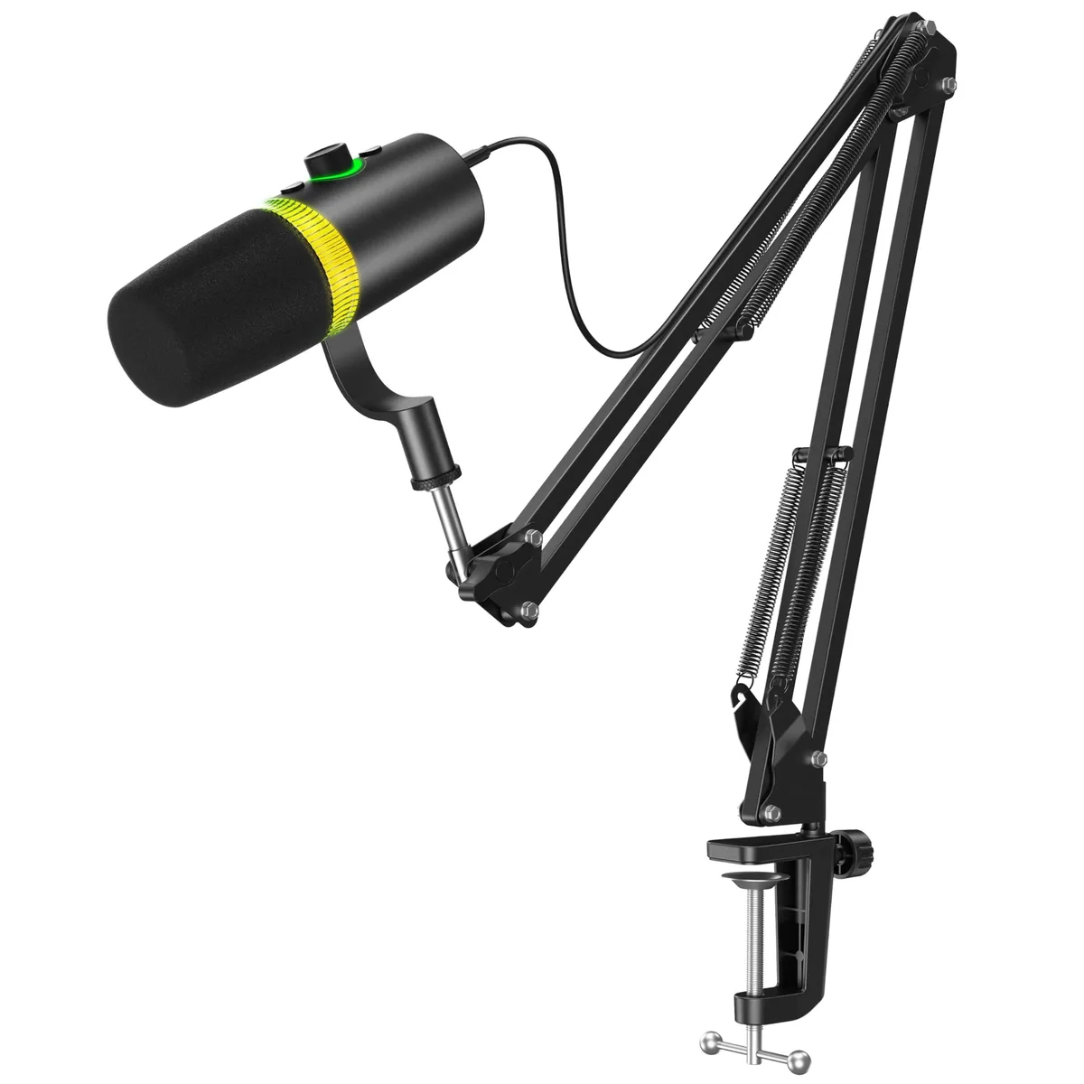  Prizmora DM65T USB/XLR Dynamic Microphone with Boom Arm, RGB, 96kHz/24-bit — product photo