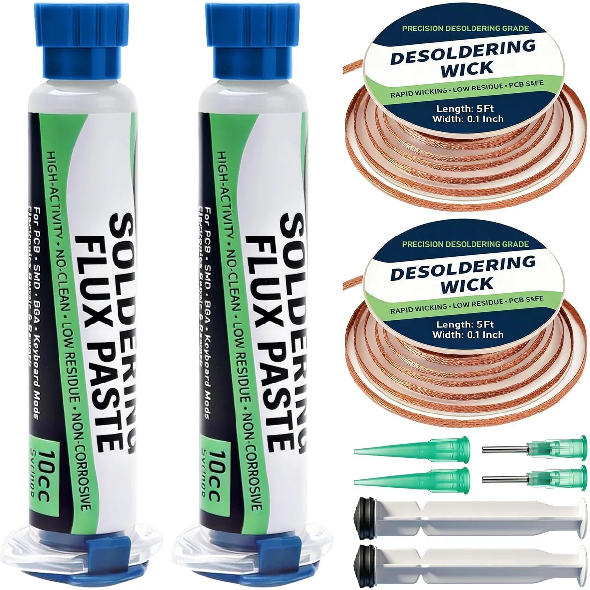  Crivon No Clean Rosin Flux Syringe + Solder Wick Braid Kit — product photo