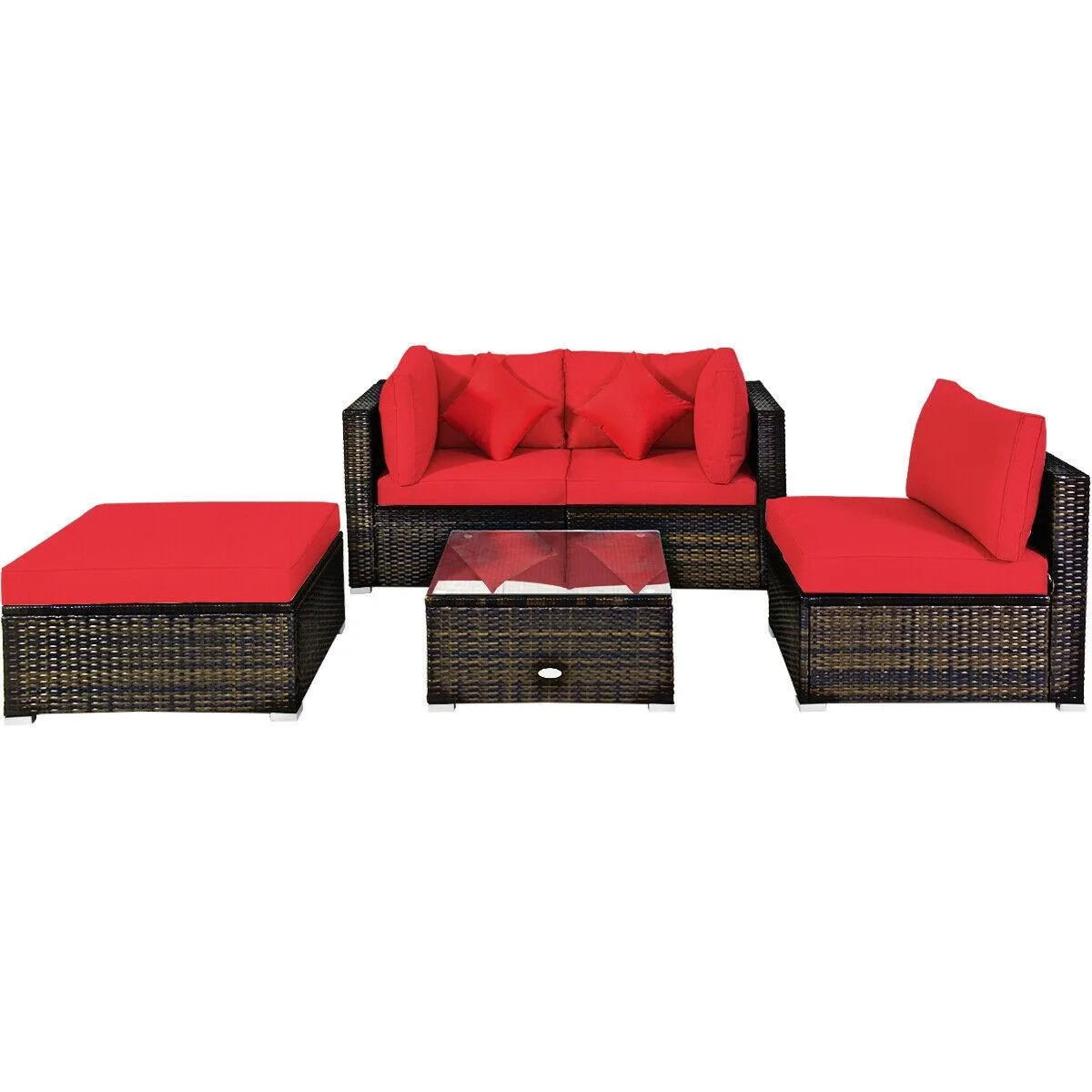 SlickBlue SlickBlue 5-Piece Rattan Sectional Set Red 29.5in — product photo