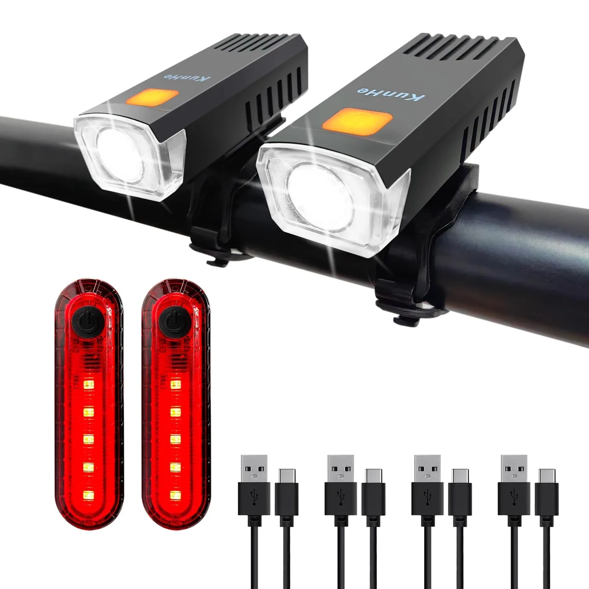  Cycling Accessory 4 Pack USB-C Rechargeable Bike Lights — product photo