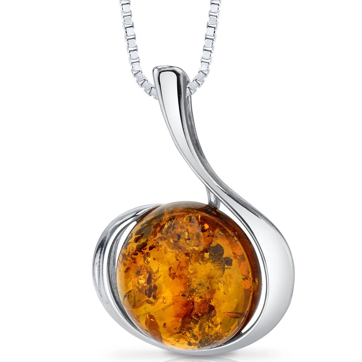 Oravo Oravo Baltic Amber Pendant Necklace Sterling Silver 925 Cognac 18" SP11122 — product photo