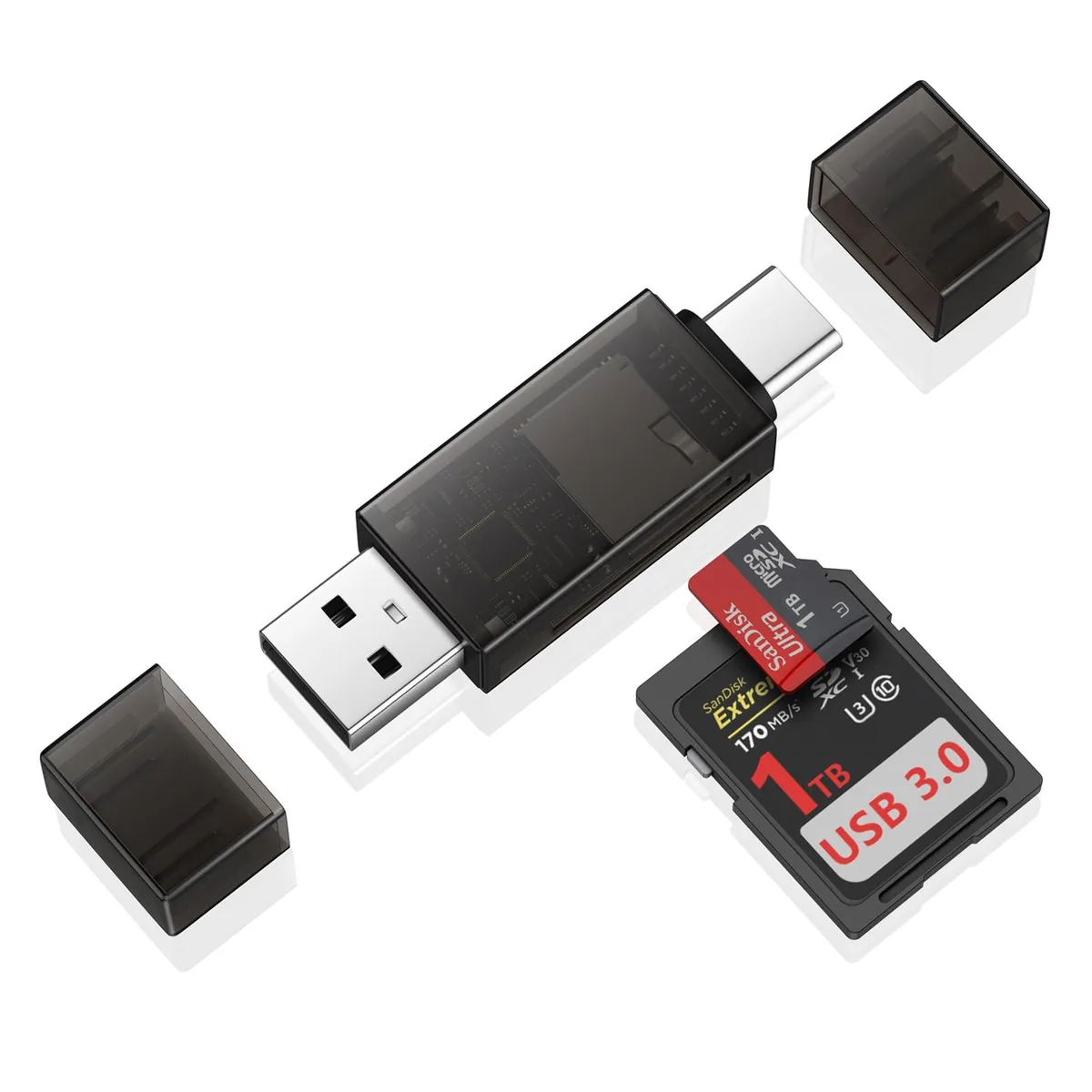  Radidi K047 RFID reader USB-C USB-A dual slot 480Mbps — product photo