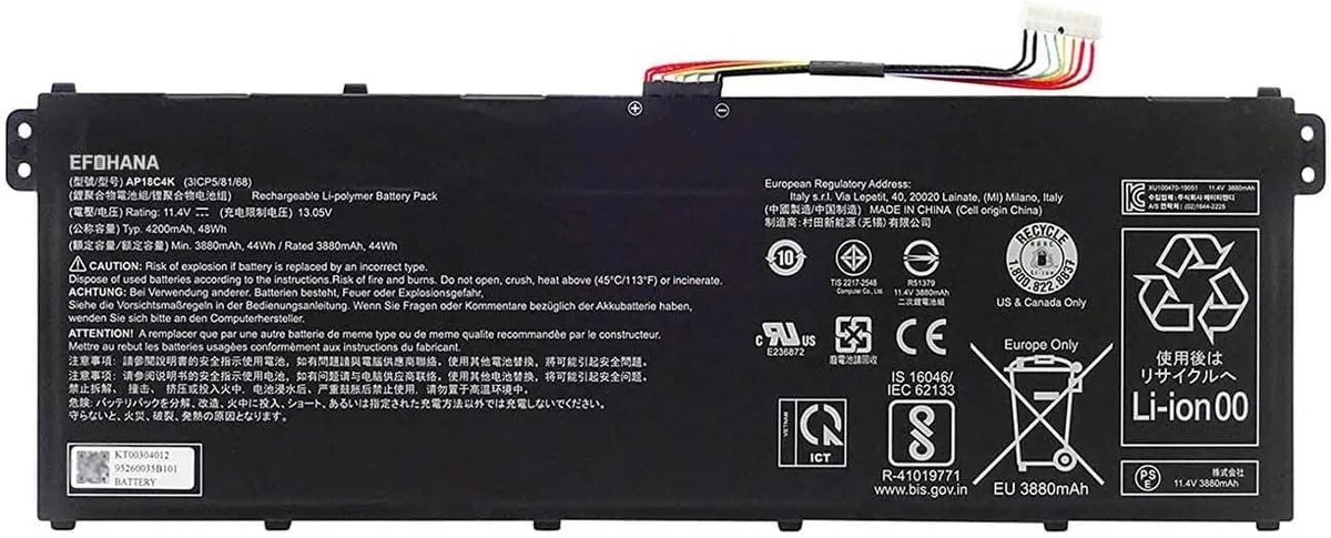 NShi NShi AP18C4K laptop battery 11.4V 48Wh 4200mAh — product photo