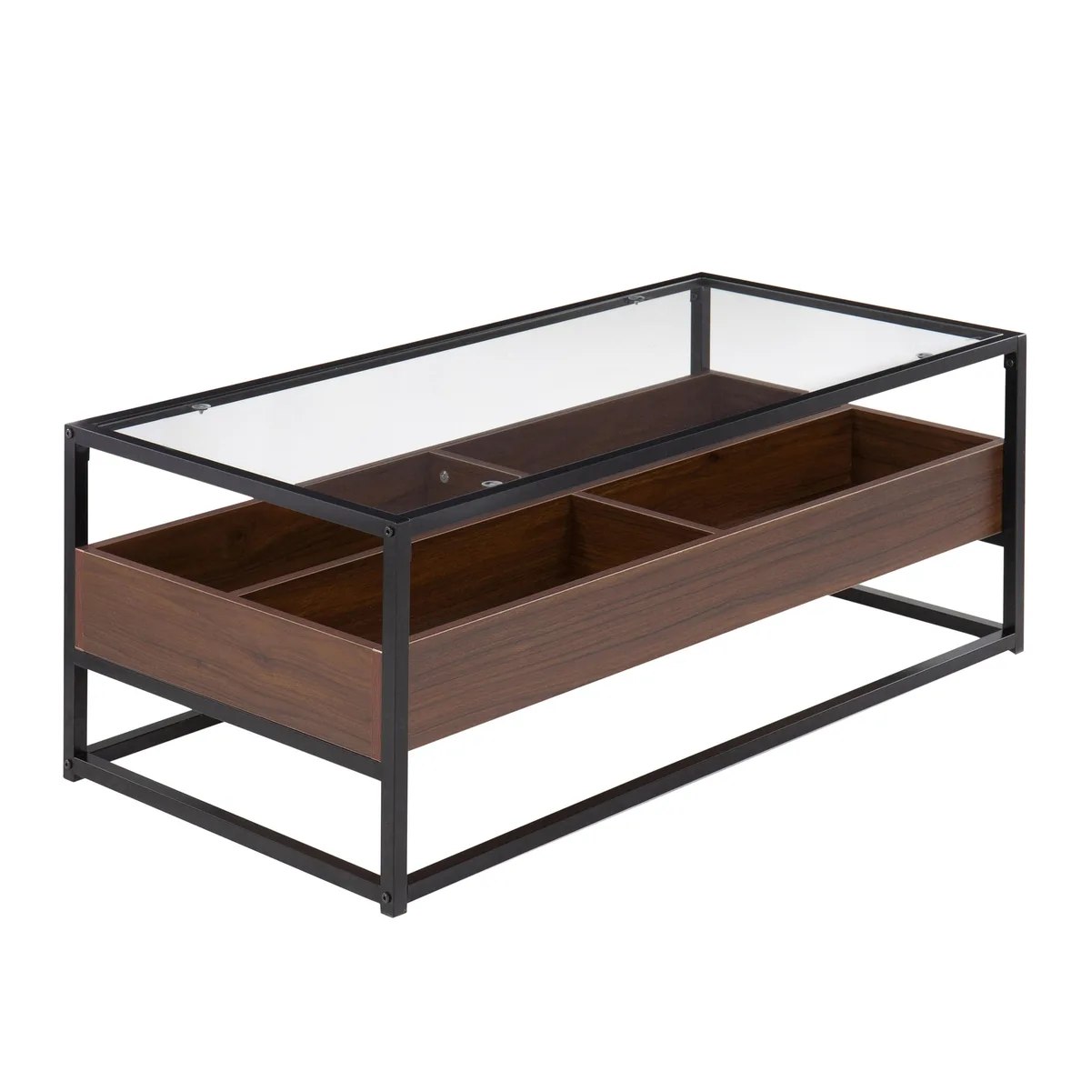 tuphen tuphen Display Occasional Table Walnut Wood Metal Glass 100 lbs — product photo