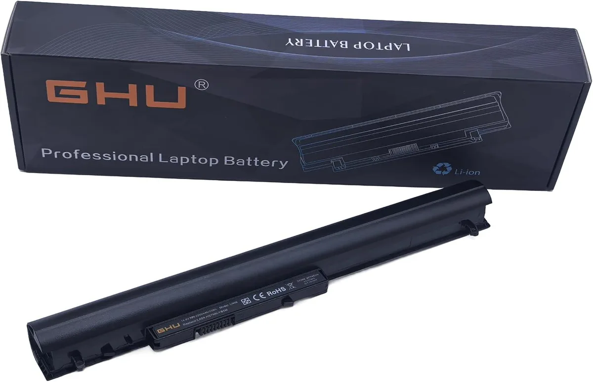 Rectangular black laptop battery with label showing 33Wh 2200mAh