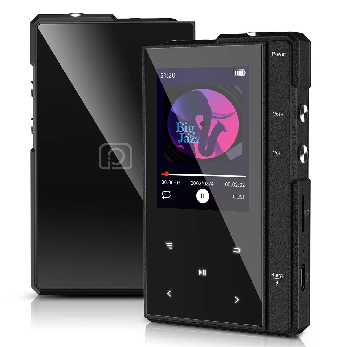  Phinistec Z6 96GB MP3 Player Bluetooth 5.0 2.4" Black Loud Speaker — product photo