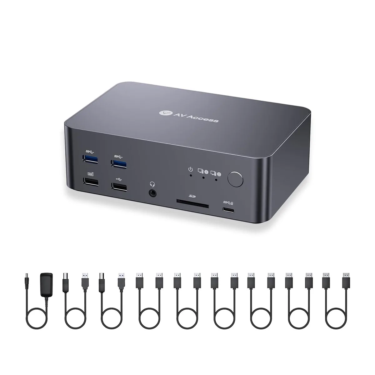 WUQ WUQ iDock D23 8K DP KVM Switch 3 Monitors 2 Computers — product photo
