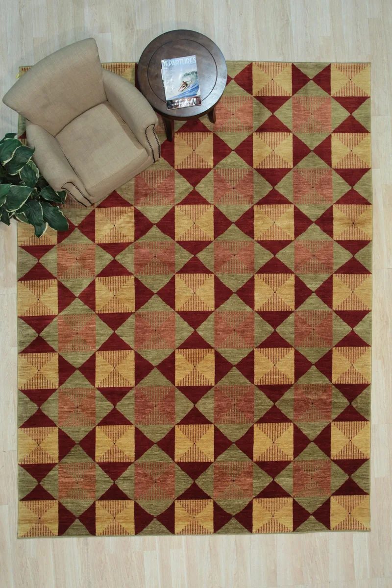 EORC EORC Handmade Afghan Wool Turkish Knot Rug 9' x 12' Red — product photo
