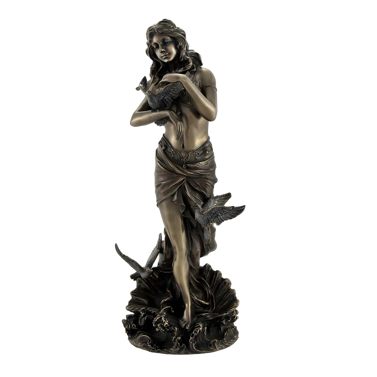 Unicorn Studios Unicorn Studios Bronzed Aphrodite with Doves on Scallop Shell 11 in home accent — product photo
