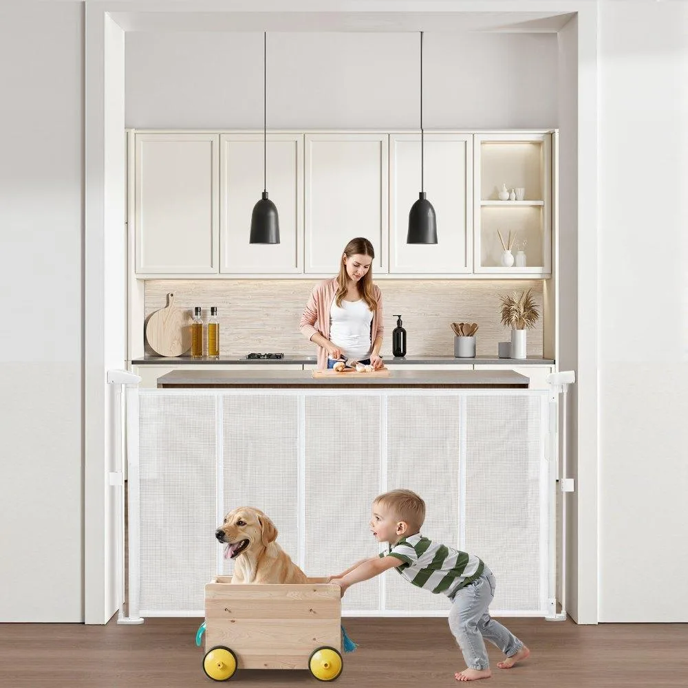 VEVOR VEVOR Retractable Baby Gate 34 in Tall 55 in Wide White SH 20.006BB -140CD — product photo
