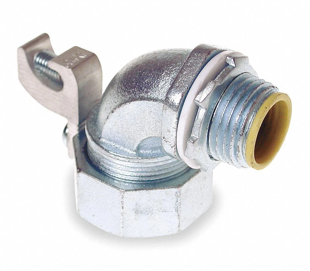 Gray steel 90-degree liquid-tight conduit fitting 1/2 inch