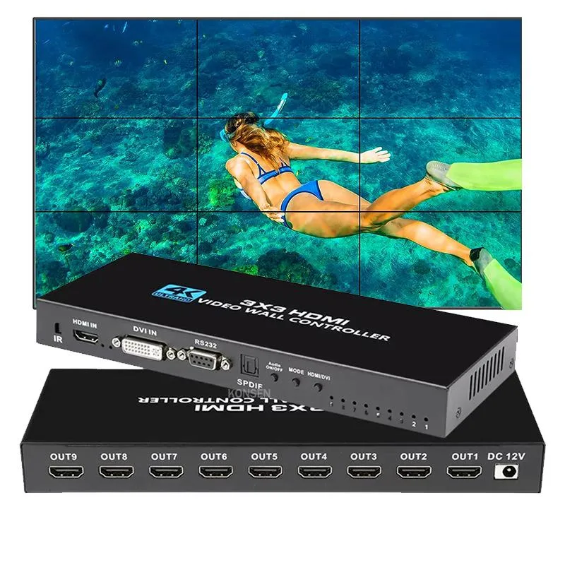 Jansicotek Jansicotek OZJP2 3x3 4K Video Wall Controller 9 HDMI Out Remote — product photo