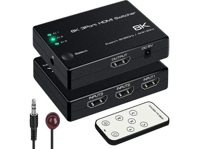 LORDWORLD LORDWORLD 3×1 HDMI 2.1 Switch 8K 60Hz 4K 120Hz 1080P 240Hz 48Gbps IR Remote — product photo