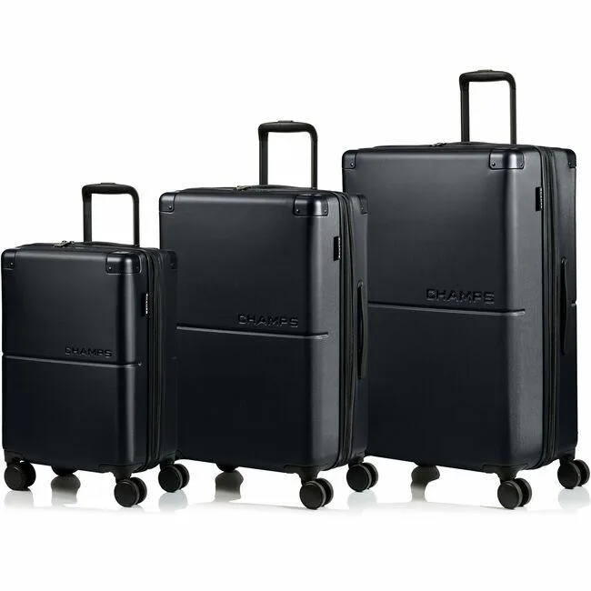 FT Champs FT Champs Earth Collection 3-Piece Hardside Luggage Set Black 20 24 28 S1034BLACK — product photo