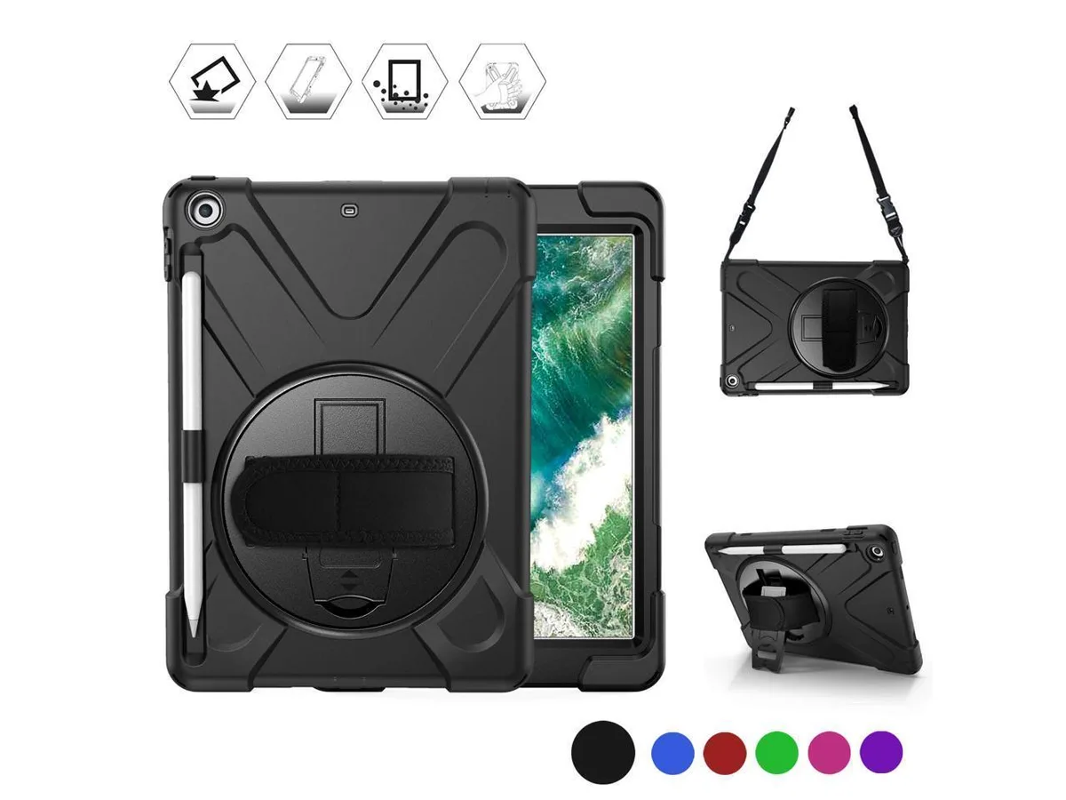 BONAEVER BONAEVER iPad 9.7 inch 2017 2018 Shockproof Case with Stand Shoulder Strap Black — product photo