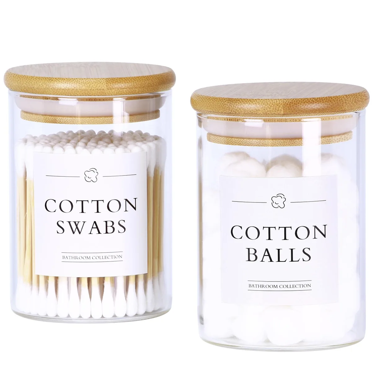  INIUNIK 2 Pack Glass Apothecary Jars with Bamboo Lids 2.76 x 4.13 in — product photo