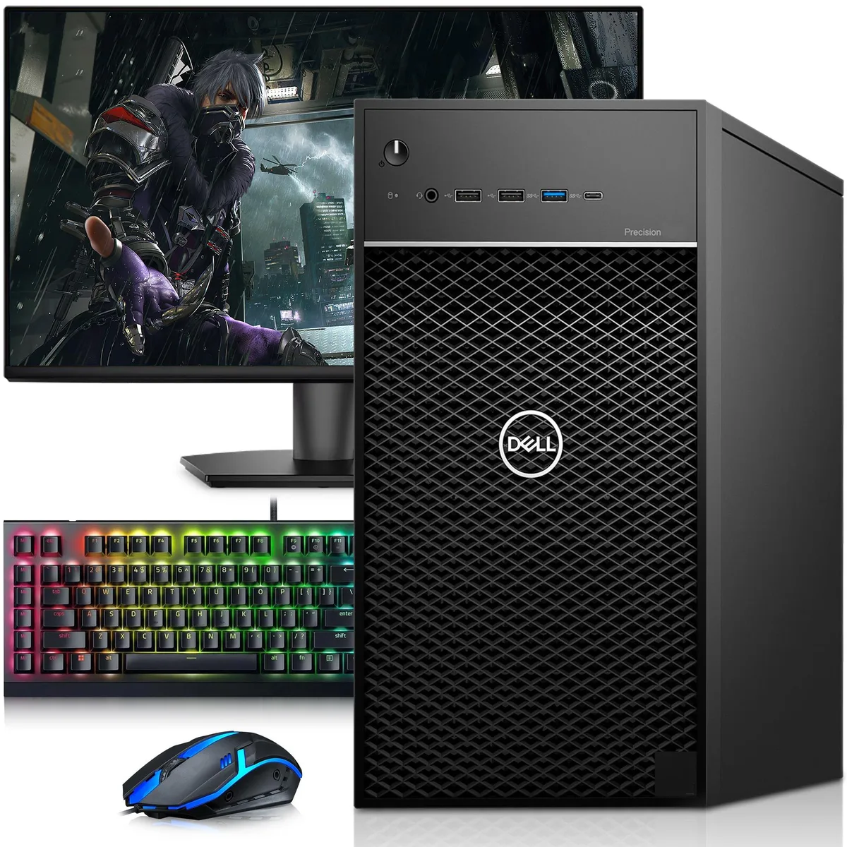 DELL DELL Precision 3630 Desktop PC Intel Core i7-8700 16GB DDR4 256GB SSD GT 1030 24in Monitor Win 11 Pro — product photo