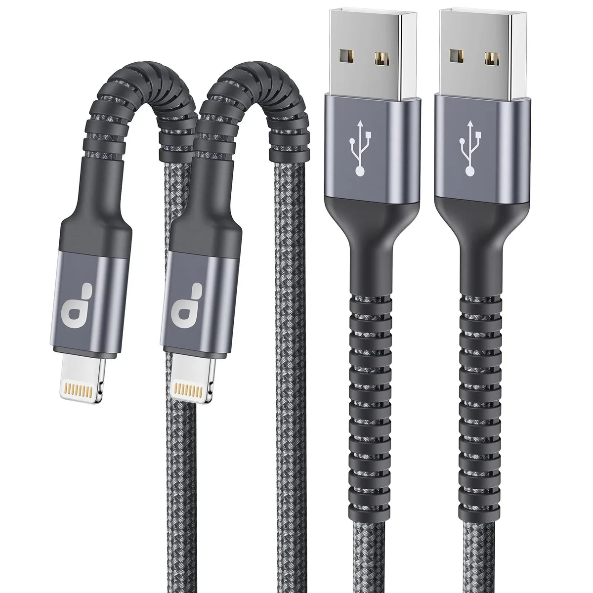  PRAKIE USB-Cable-002 2-pack lightning cable 6ft grey 2.4A 480Mbps — product photo