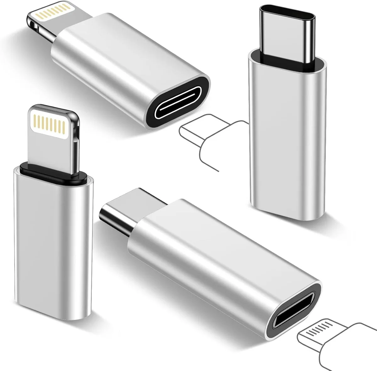 FLEANE FLEANE Lightning USB-C adapter set 2+2 charging data 480 Mbps — product photo