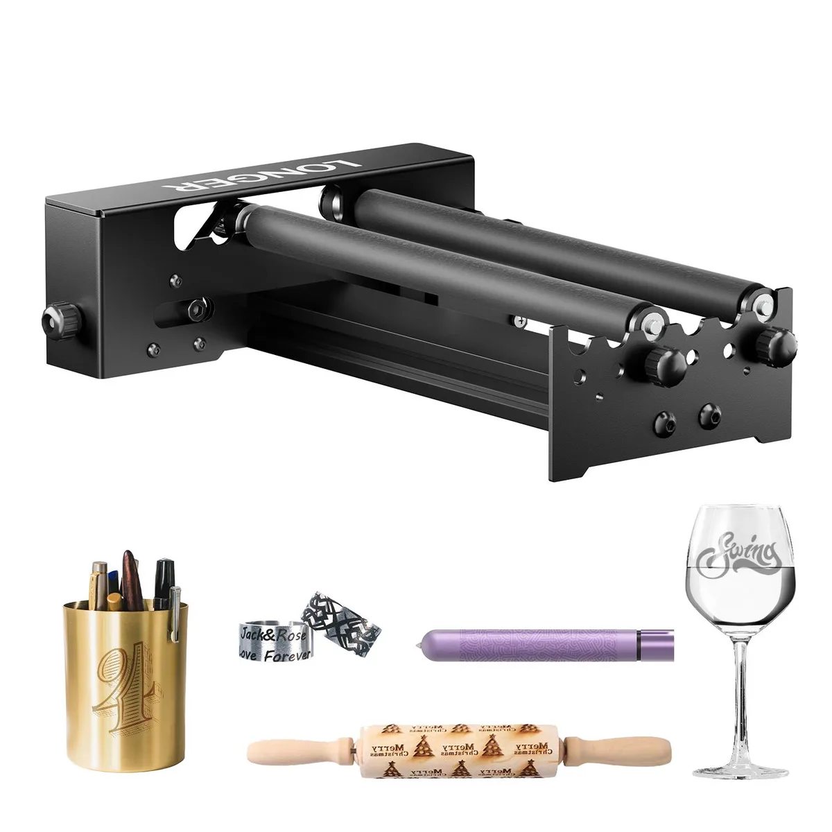 LONGER LONGER Laser Engraver Rotary Roller Y-axis Attachment 360° Rotation — product photo