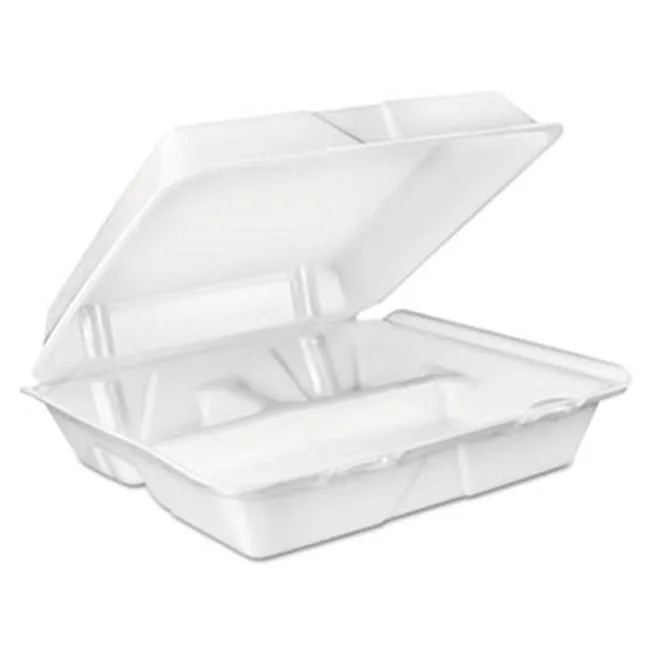Dart Dart 3-Compartment Foam Carryout Container White 90HT3R 200 per Carton — product photo