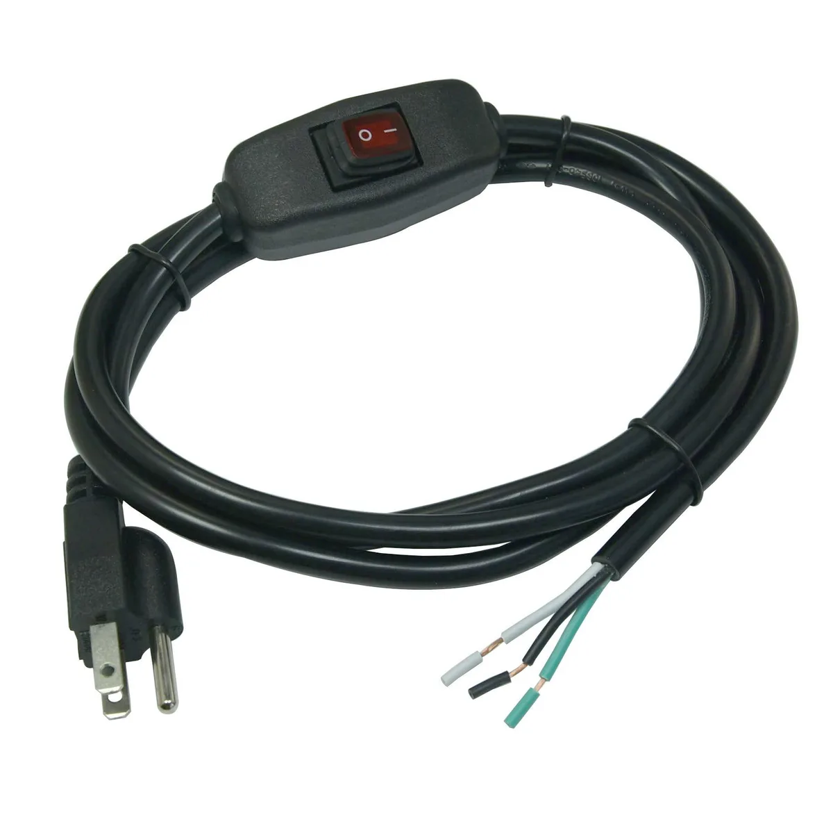 FILSHU 3P+205RED 6ft 18AWG Power Cord with Inline Switch — product photo