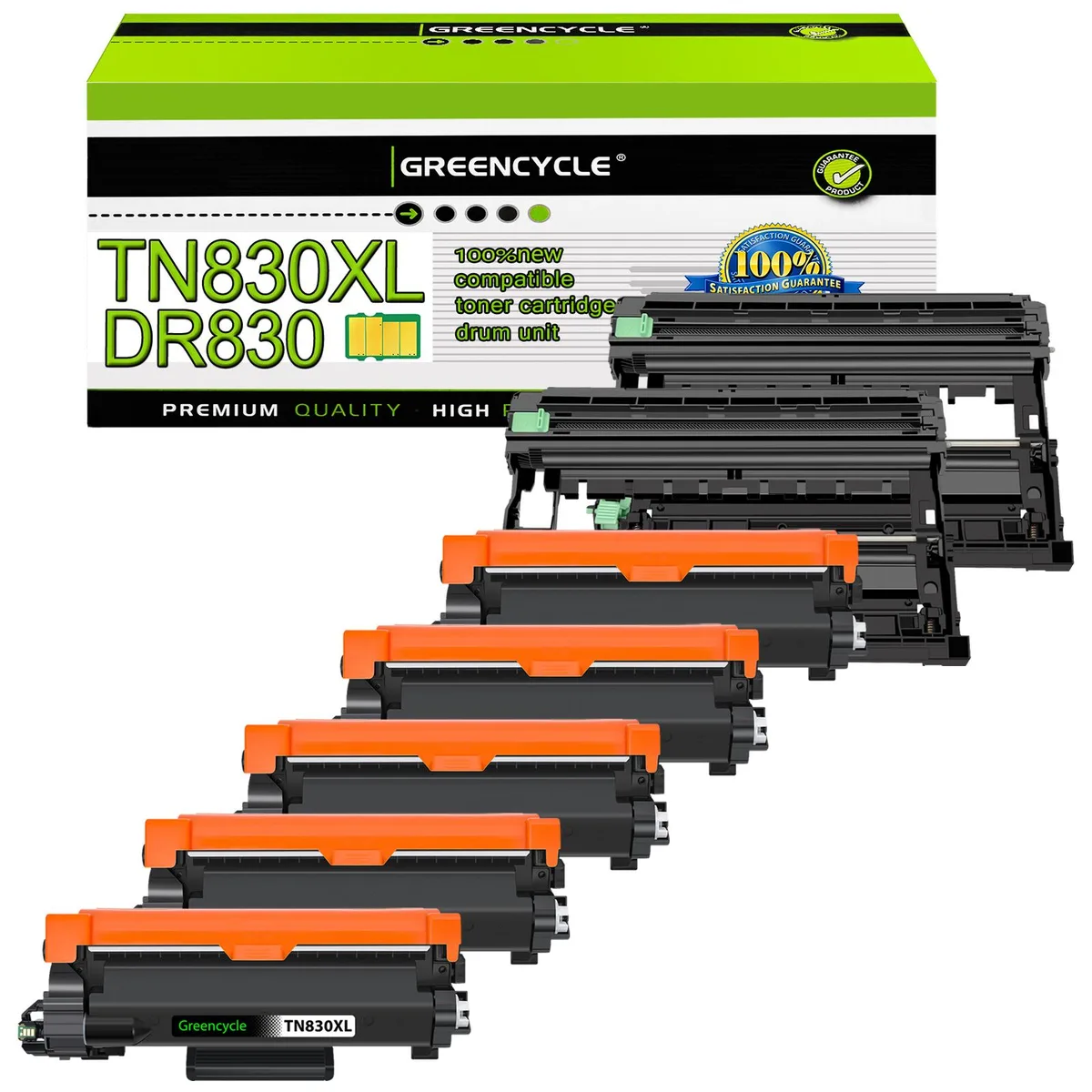 GREENCYCLE GREENCYCLE TN830XL Black Toner &amp; DR830 Drum Set (5+2 Pack) — product photo