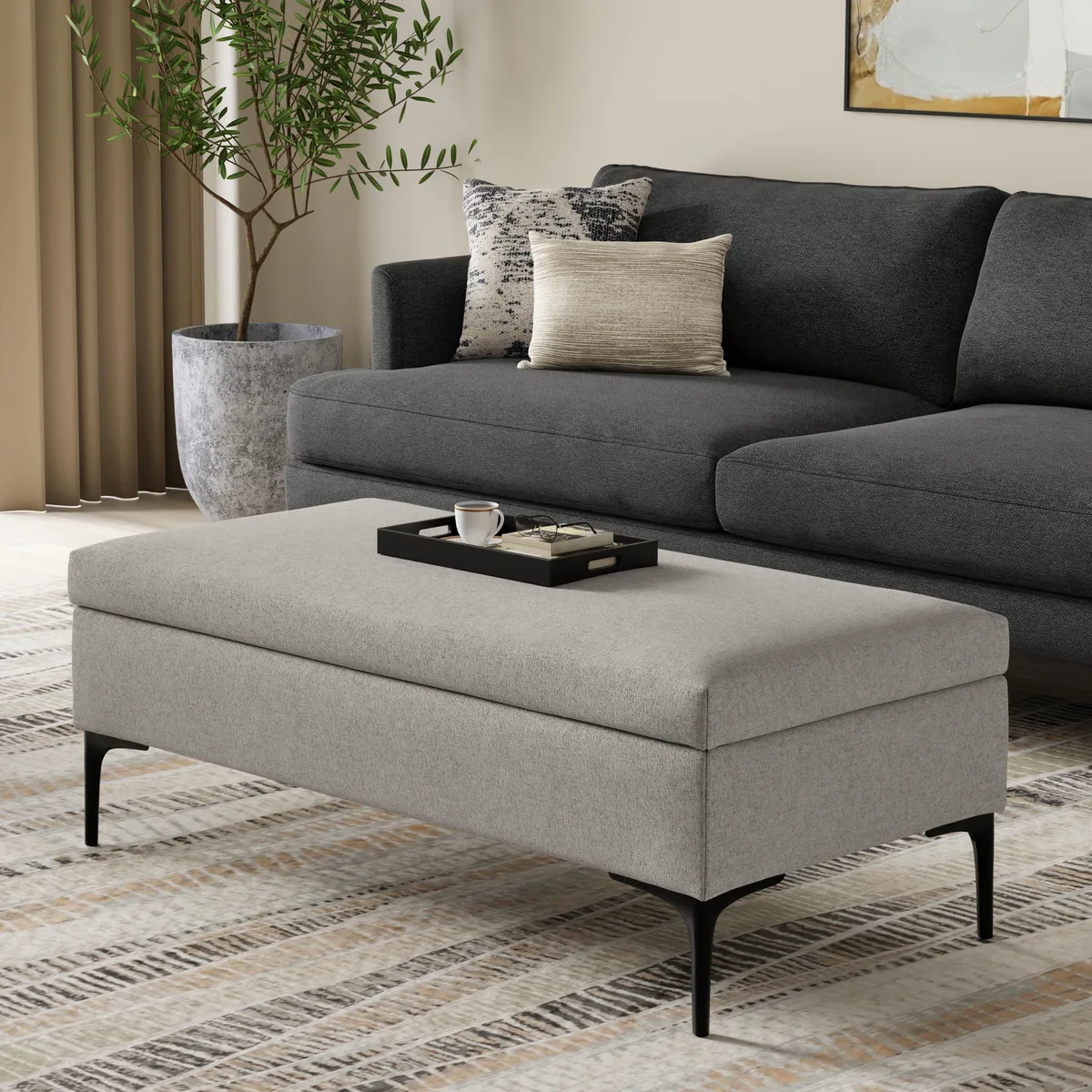 tuphen tuphen Rebecca Large Storage Ottoman Coffee Table Grey — product photo