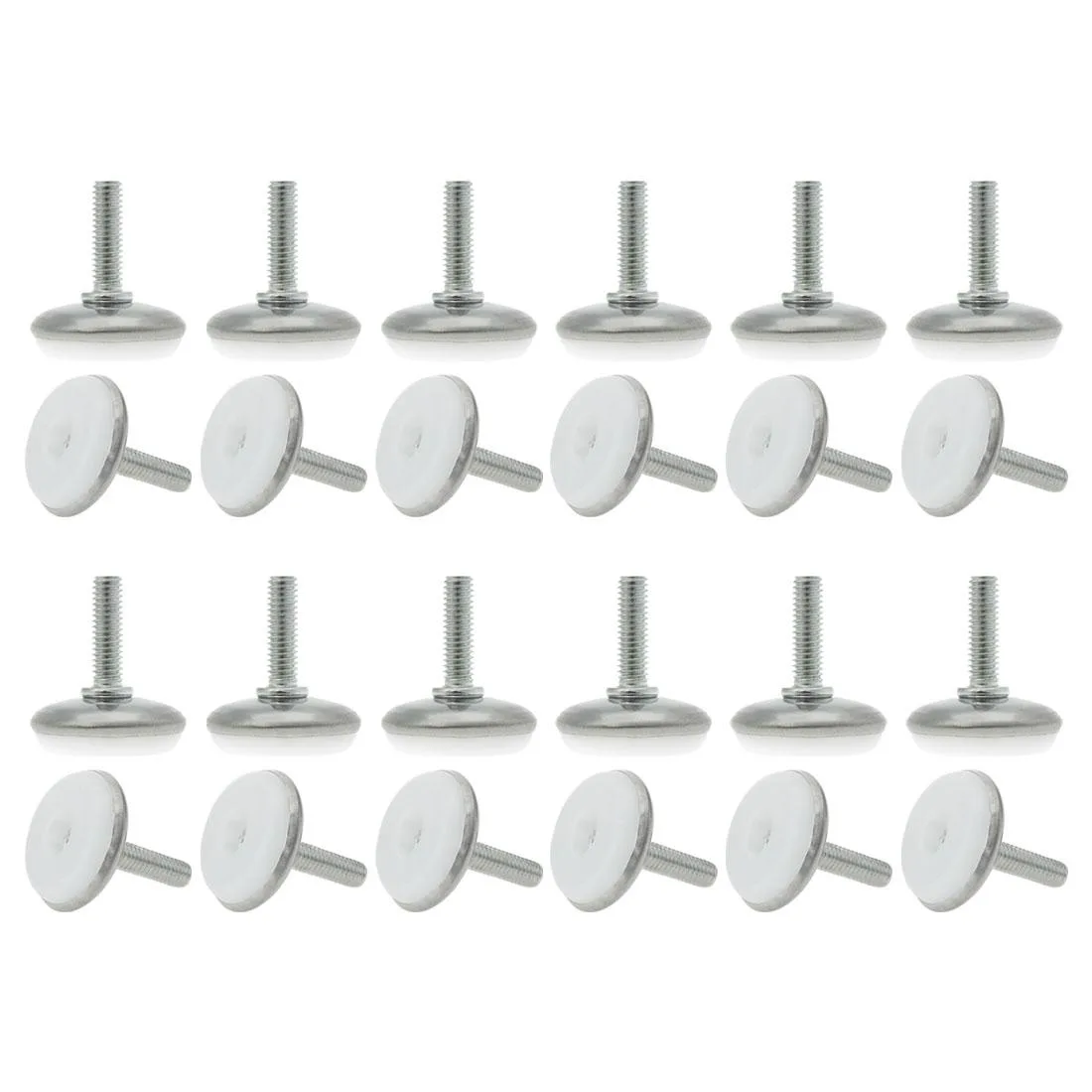 24 adjustable leveling feet with M6 threaded stems and plastic bases