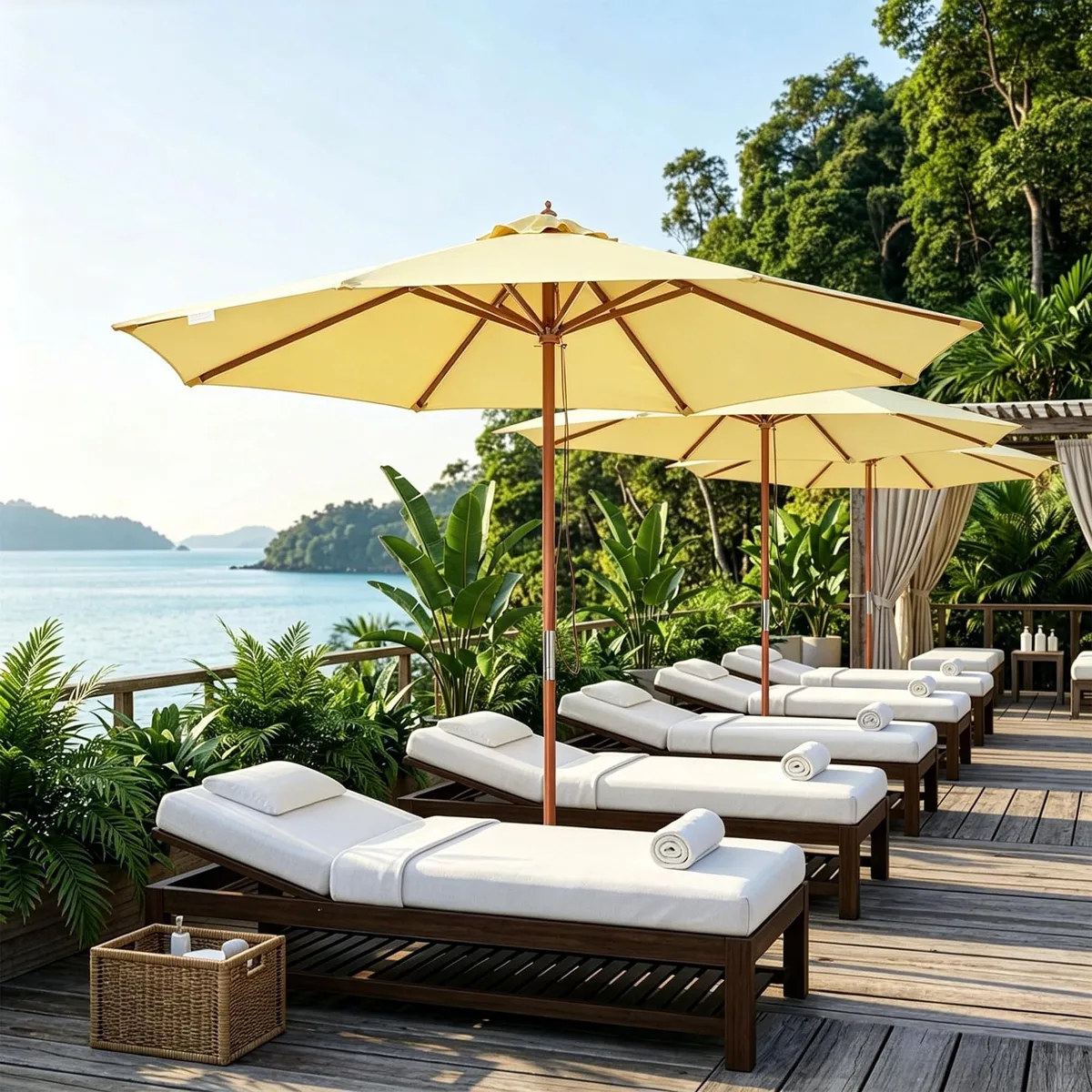 Yescom USA, Inc. Yescom USA, Inc. 07UMB008-9WD-01 9 ft Wooden Patio Umbrella Yellow — product photo