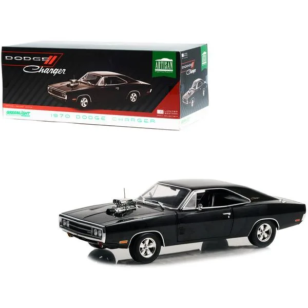 GREENLIGHT GREENLIGHT 1970 Dodge Charger Blown Engine Black Artisan Collection 1/18 Diecast Vehicle — product photo
