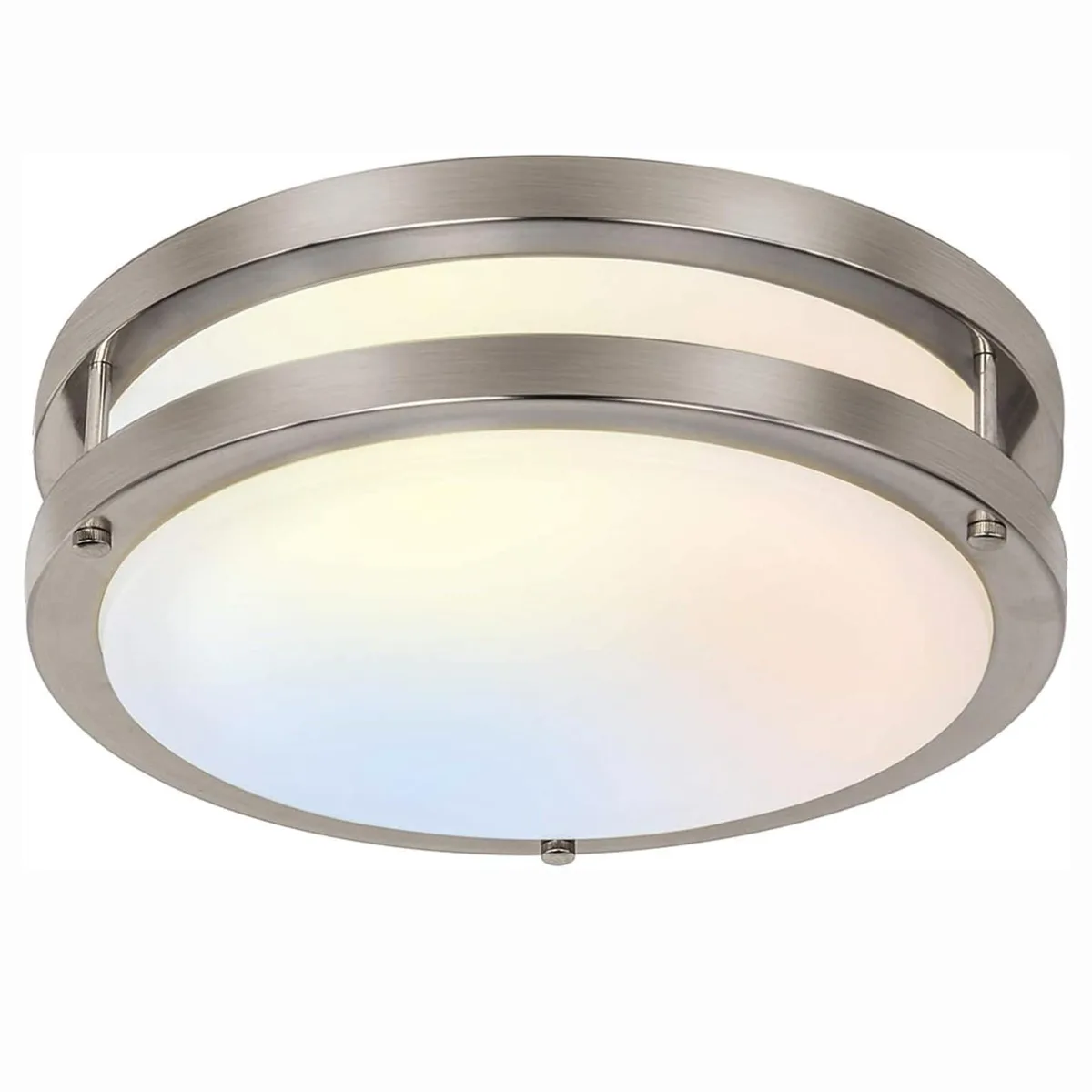 13 inch flush mount LED ceiling light brushed nickel frame white diffuser