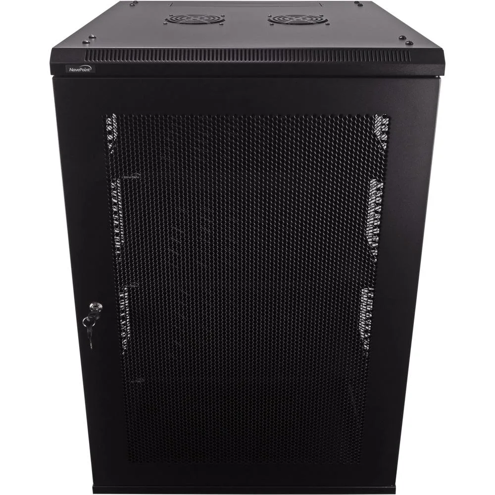 NavePoint NavePoint 18U Wallmount Perforated Server Rack 600mm Depth with Shelves, Fans — product photo