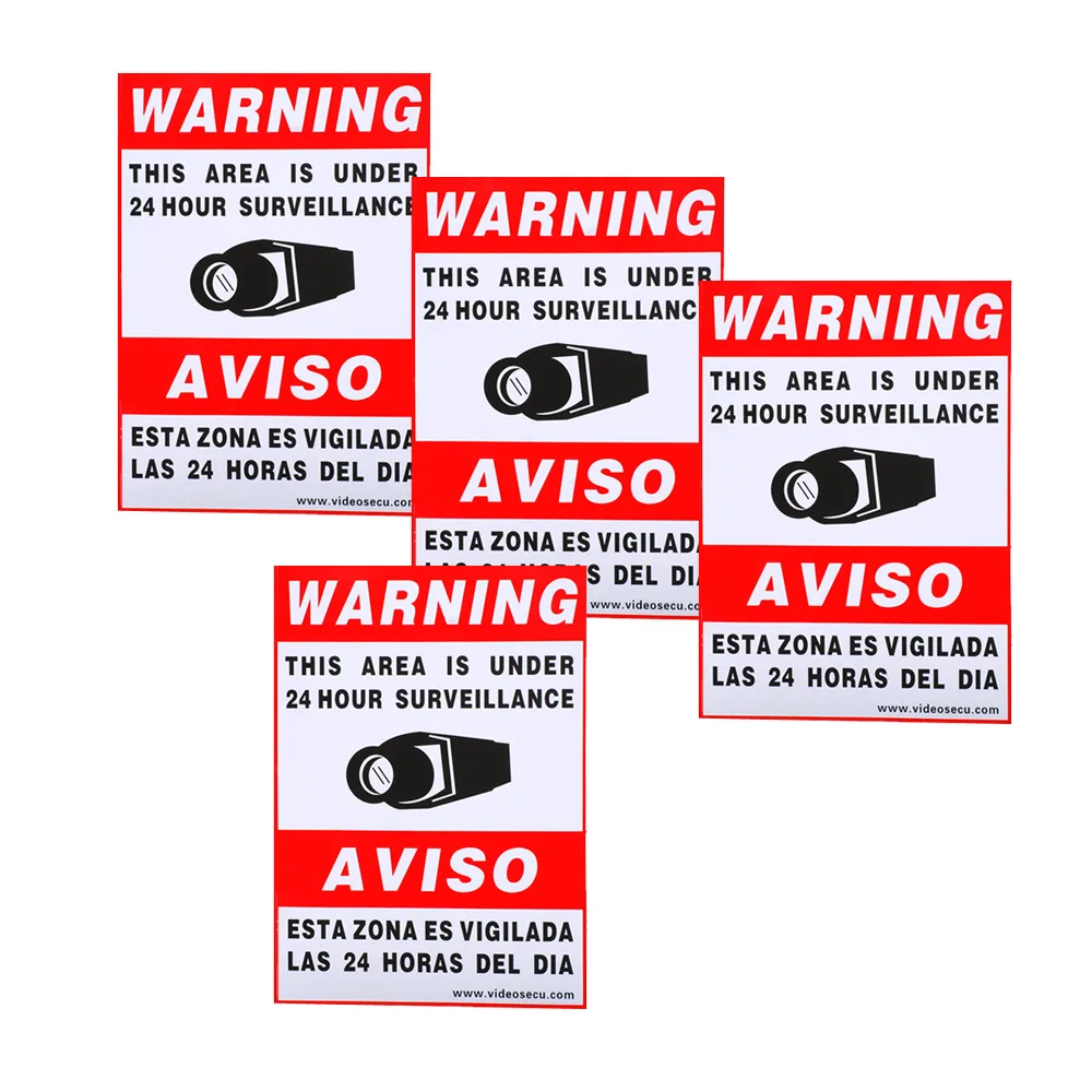 VideoSecu VideoSecu S011K4 4 Security Camera Warning Stickers 11.5x8.3 — product photo