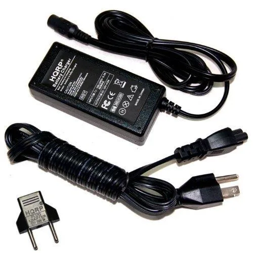 HQRP 24V charger with three-prong plug and Euro adapter