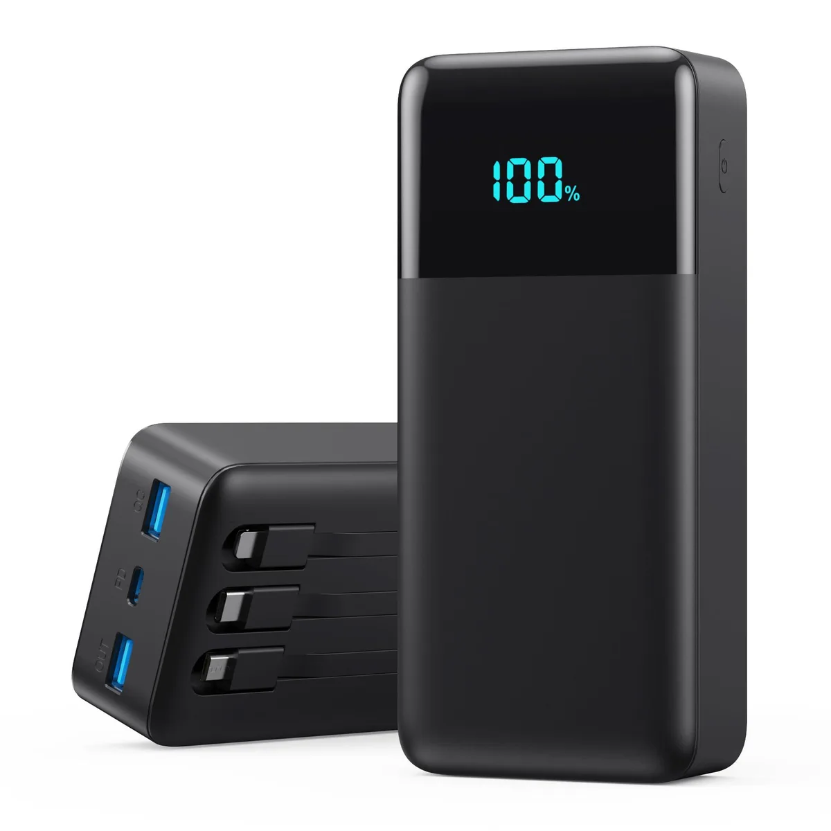  Pxwaxpy T5 50800mAh Power Bank 25W 3 Built-in Cables Black — product photo