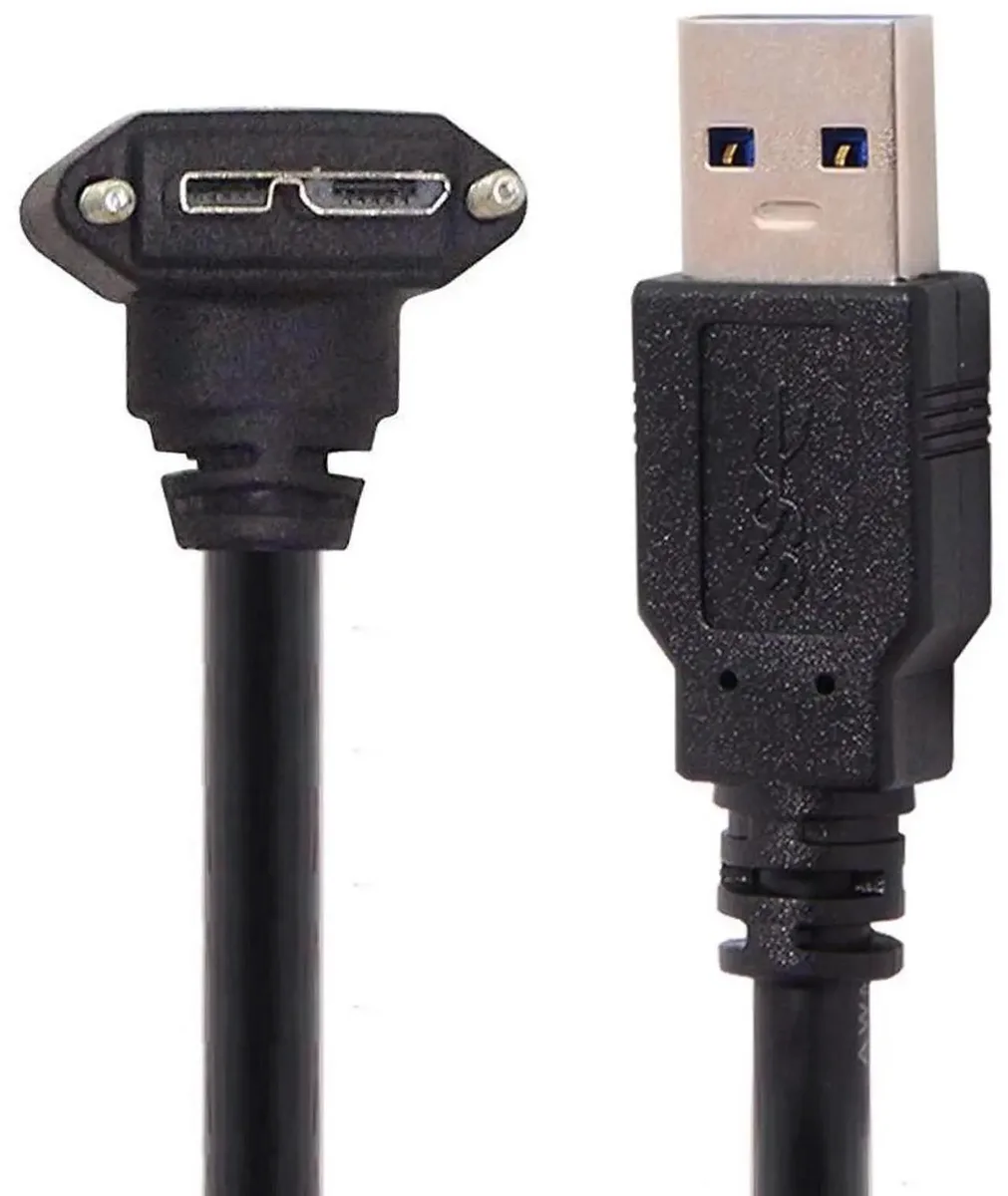 SMUGDESK SMUGDESK 1.2M 90° Down Angled USB 3.0 Type-A to Micro-B Cable with Panel Mount Screws — product photo
