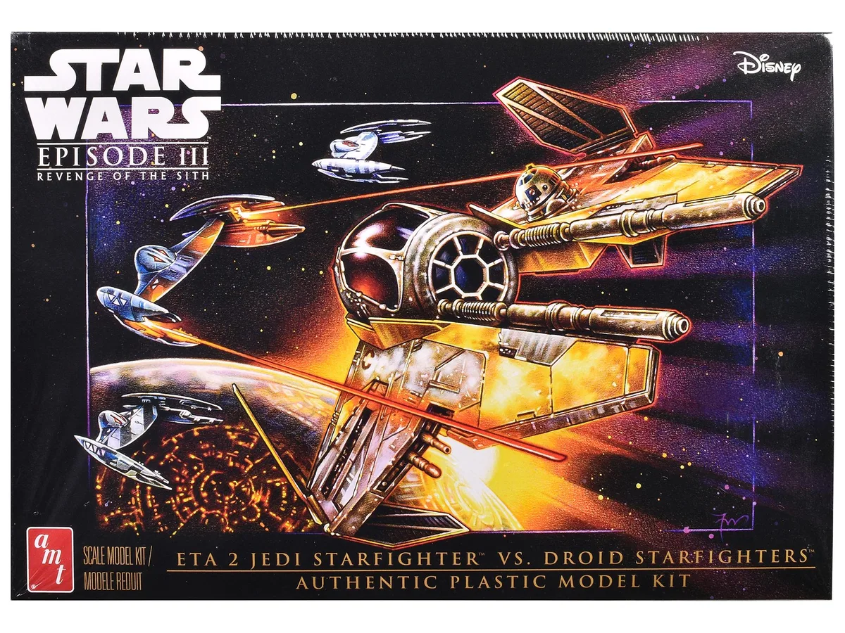 AMT AMT ETA 2 Jedi Starfighter VS Droid Starfighters 4 Model Set 1/48 Scale 73 Parts — product photo