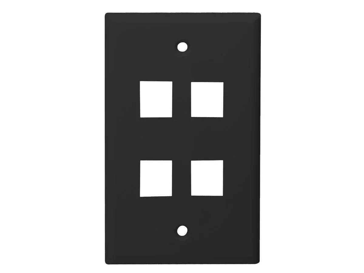DataComm Electronics, Inc. DataComm Electronics, Inc. Keystone Standard Wall Plate 4-port Black — product photo