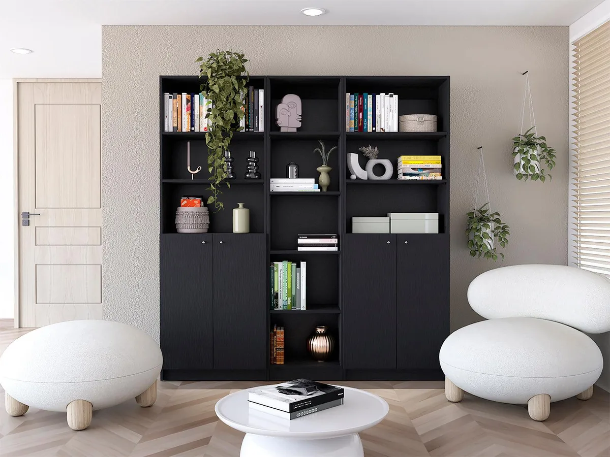 FM FURNITURE FM FURNITURE Grants 3-Piece Bookcase Set Black C22-ECHW — product photo