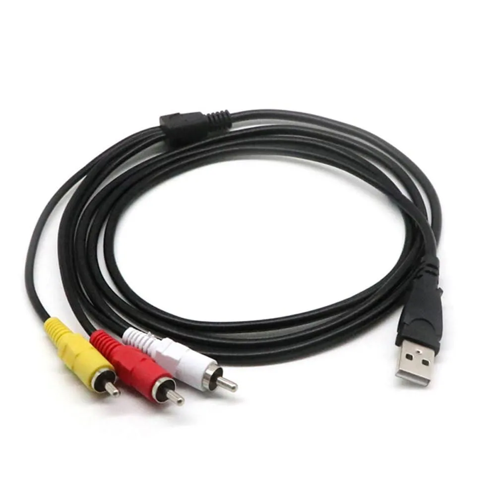 USB-A male plug to three RCA male plugs on 1.5m cable