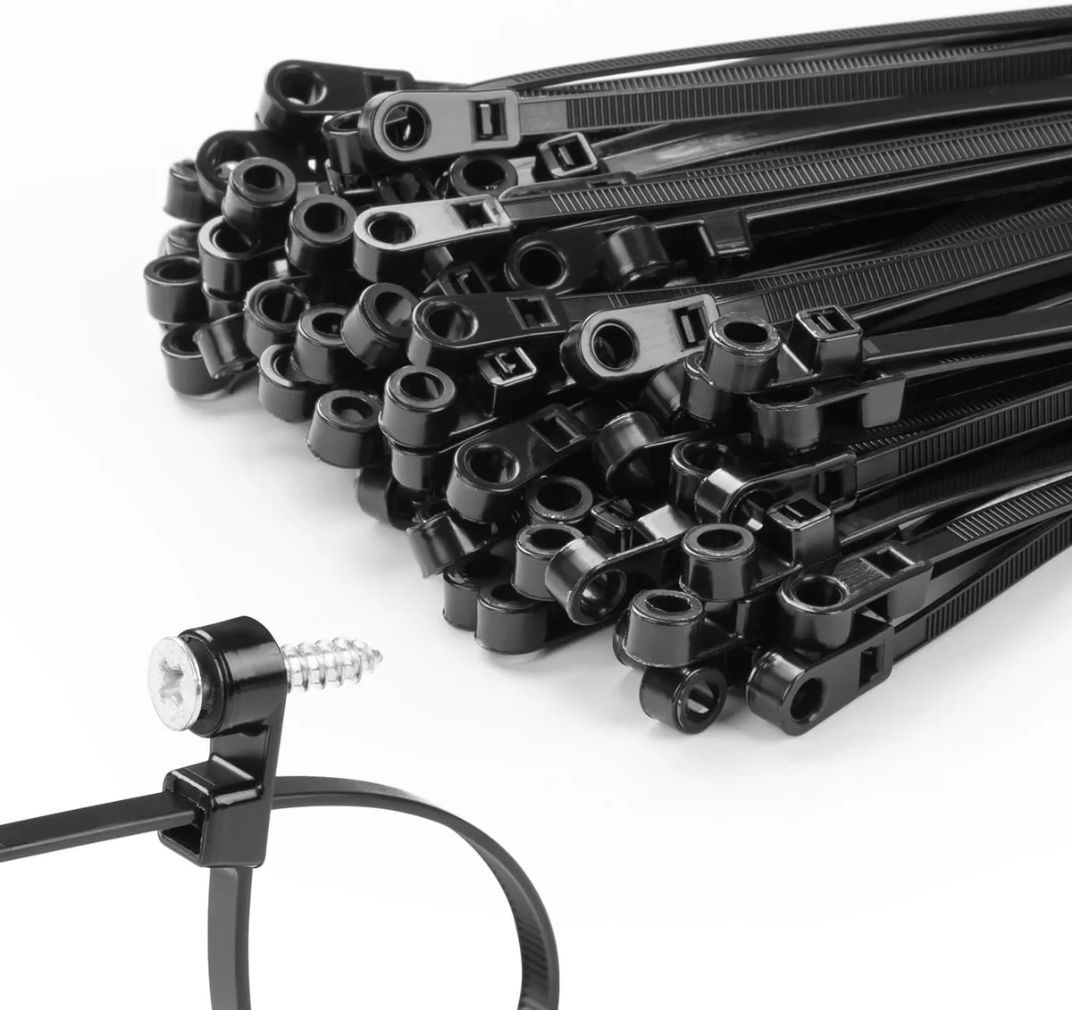 Ennovor Ennovor 200 PCS 12 inch Black Zip Ties Screw Hole 75lbs — product photo