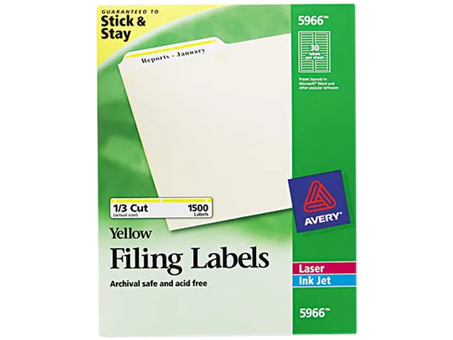 Avery Avery 5966 File Folder Labels Yellow Border 1500/Box — product photo