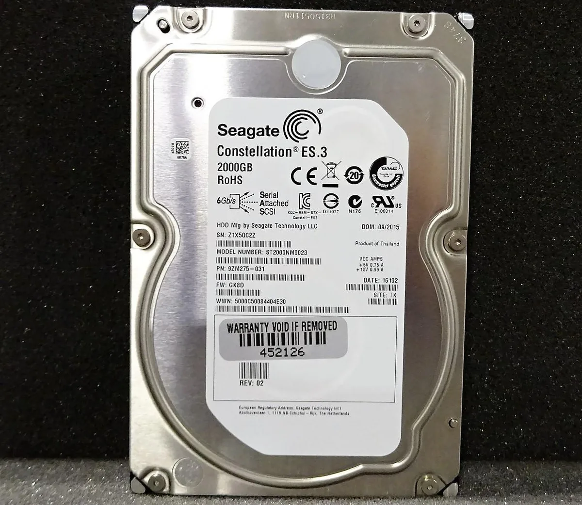 Seagate Seagate ST2000NM0023 2TB 7200RPM SAS 128MB 3.5" internal hard drive — product photo