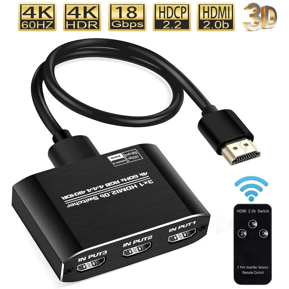 WRIARICH WRIARICH OZQ3-1 4K 60Hz 3x1 HDMI video switch — product photo