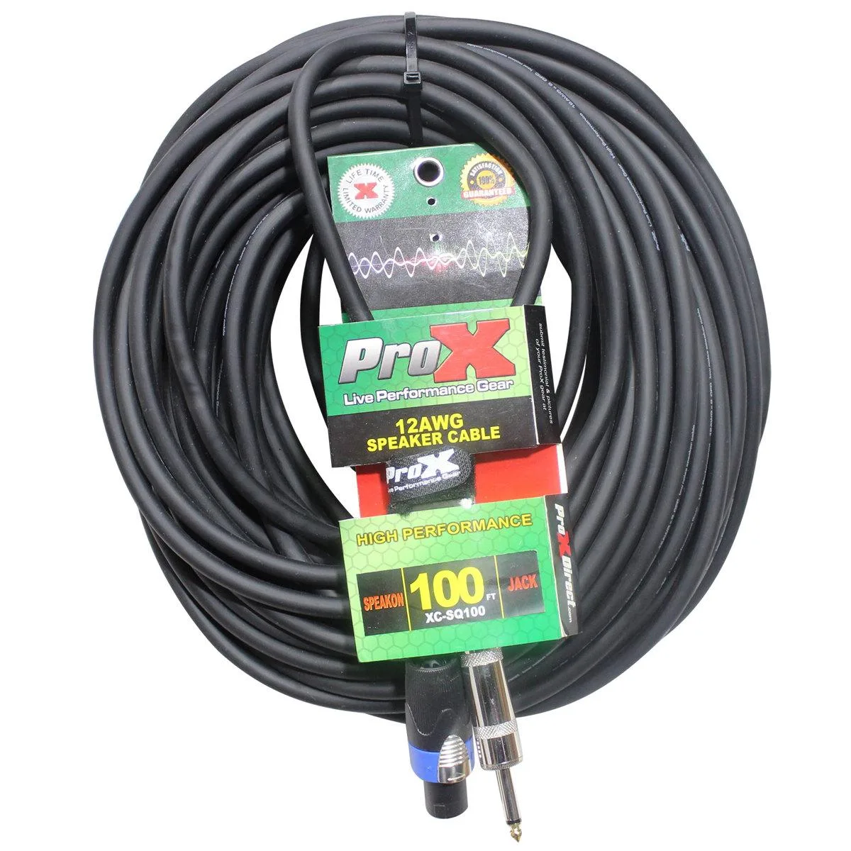 ProX ProX XC-SQ100 100' 12AWG SpeakOn to 1/4" TS-M speaker wire — product photo