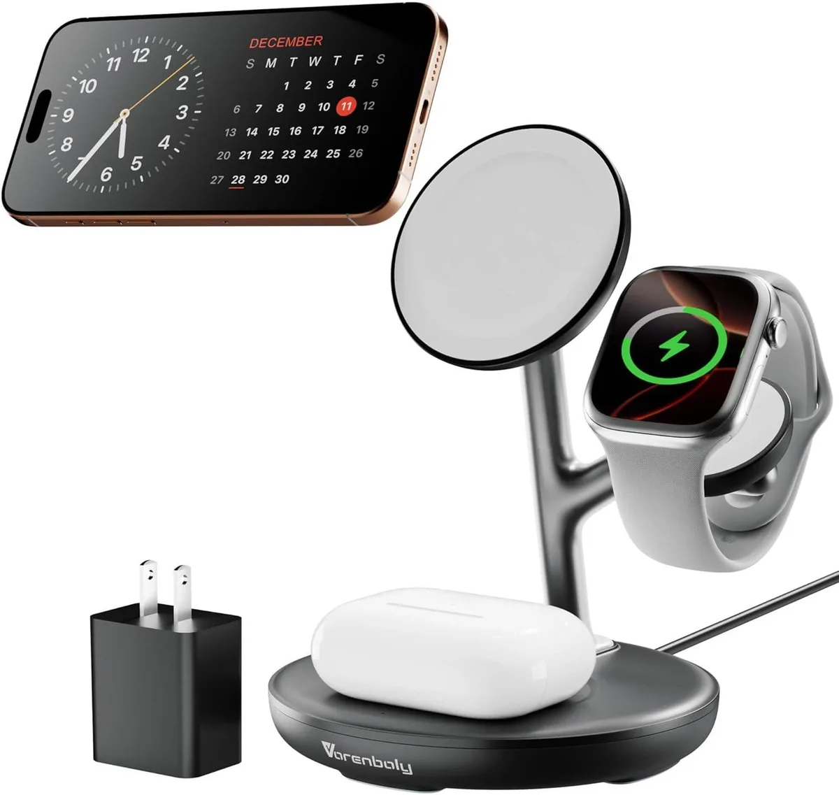FLEANE FLEANE A1602 3-in-1 Magnetic Wireless Charger for iPhone 12-17, Watch, AirPods — product photo