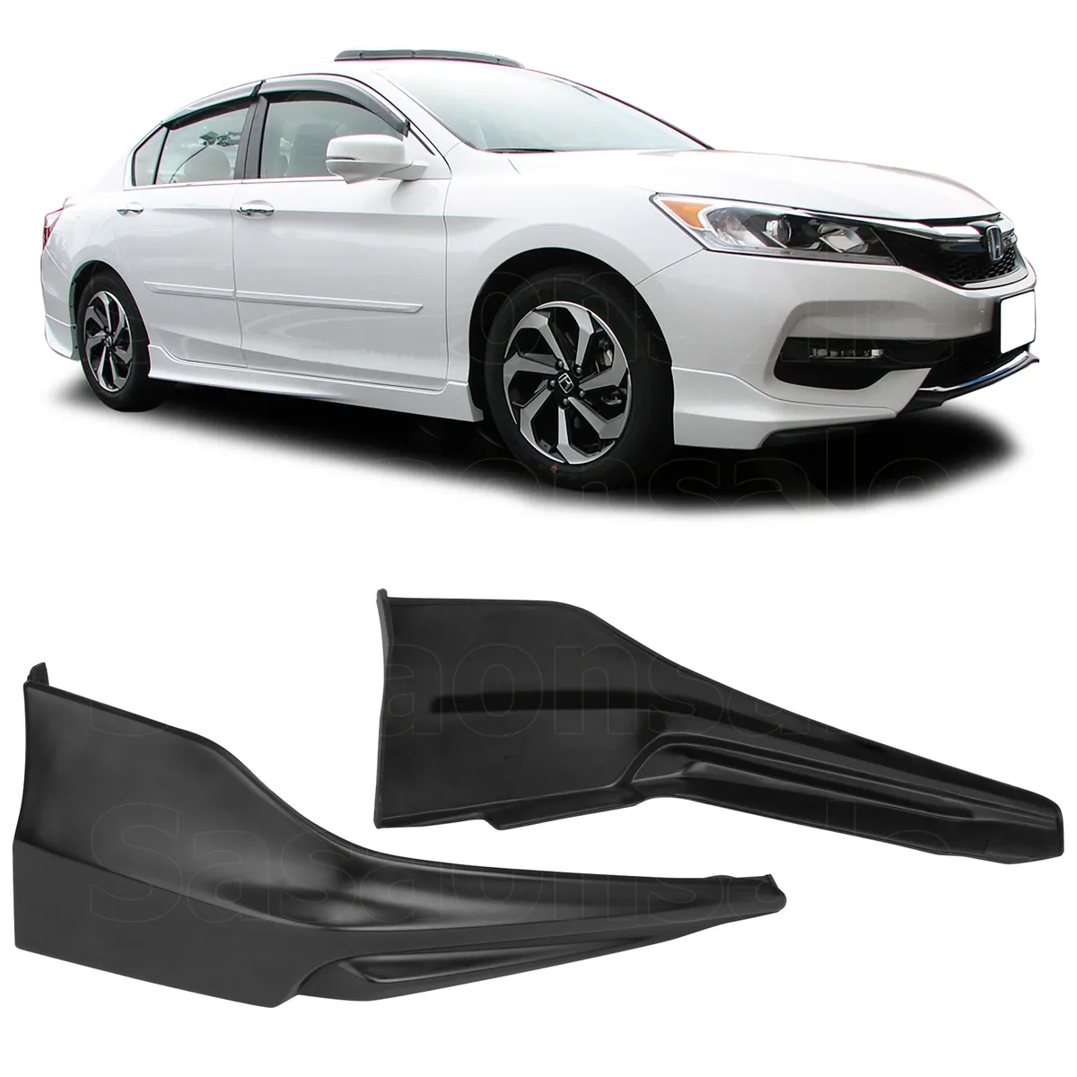 GT-Speed GT-Speed Front Bumper Lip Pair 2016-2017 Honda Accord 4dr Sedan Unpainted Black Polyurethane — product photo