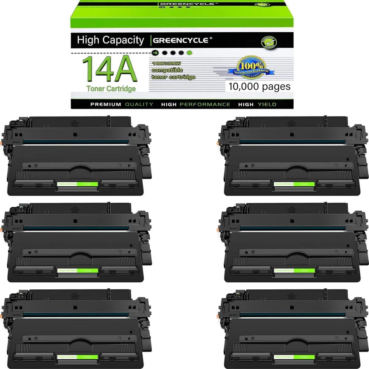 GREENCYCLE GREENCYCLE CF214A 6-Pack Compatible Black Toner Cartridge — product photo